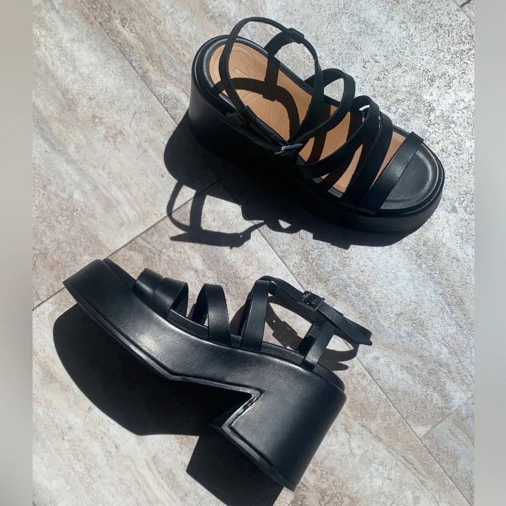 GANNI Platform Leather Sandals